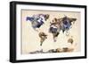 World Map Watercolor-Michael Tompsett-Framed Art Print