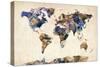 World Map Watercolor-Michael Tompsett-Stretched Canvas