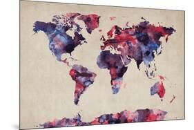 World Map Watercolor-Michael Tompsett-Mounted Art Print