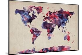 World Map Watercolor-Michael Tompsett-Mounted Art Print