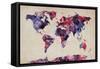 World Map Watercolor-Michael Tompsett-Framed Stretched Canvas