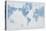 World Map White and Blue-Sue Schlabach-Stretched Canvas