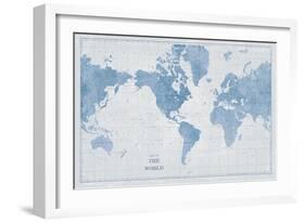 World Map White and Blue-Sue Schlabach-Framed Art Print