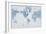 World Map White and Blue-Sue Schlabach-Framed Art Print