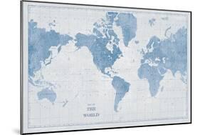 World Map White and Blue-Sue Schlabach-Mounted Art Print