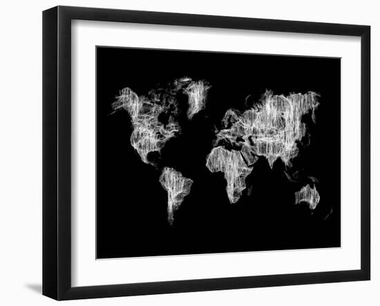 World Map White Drawing-NaxArt-Framed Art Print