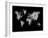 World Map White Drawing-NaxArt-Framed Art Print