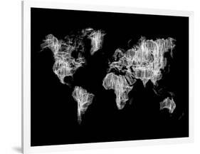 World Map White Drawing-NaxArt-Framed Art Print