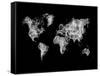 World Map White Drawing-NaxArt-Framed Stretched Canvas