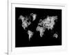 World Map White Drawing-NaxArt-Framed Art Print