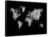 World Map White Drawing-NaxArt-Framed Stretched Canvas