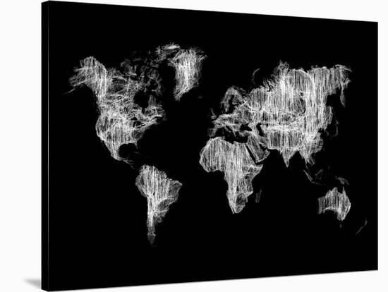 World Map White Drawing-NaxArt-Stretched Canvas