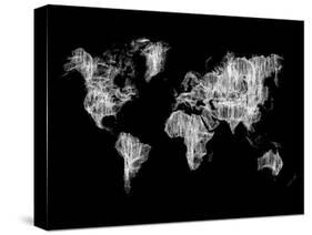 World Map White Drawing-NaxArt-Stretched Canvas