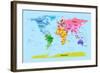 World Map with Big Text for Kids-Michael Tompsett-Framed Art Print