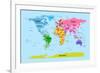 World Map with Big Text for Kids-Michael Tompsett-Framed Art Print