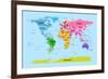 World Map with Big Text for Kids-Michael Tompsett-Framed Art Print