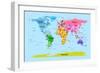 World Map with Big Text for Kids-Michael Tompsett-Framed Art Print