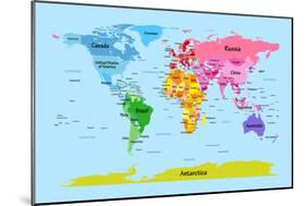 World Map with Big Text for Kids-Michael Tompsett-Mounted Art Print