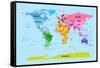 World Map with Big Text for Kids-Michael Tompsett-Framed Stretched Canvas