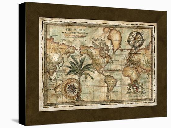 World Map with Globe-null-Stretched Canvas