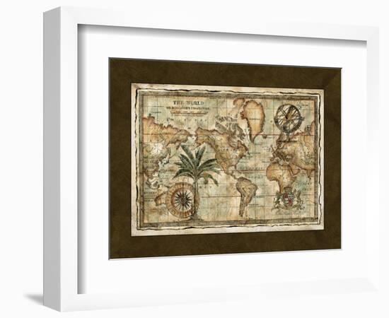 World Map with Globe-null-Framed Art Print