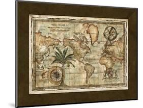 World Map with Globe-null-Mounted Art Print