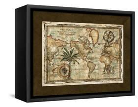 World Map with Globe-null-Framed Stretched Canvas