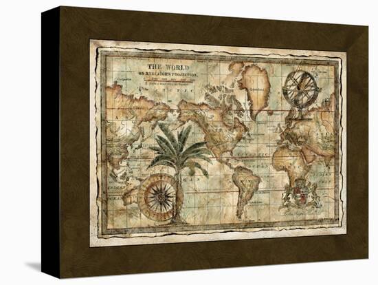 World Map with Globe-null-Stretched Canvas