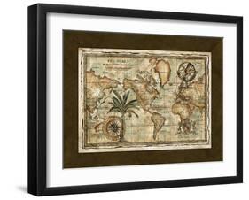 World Map with Globe-null-Framed Art Print