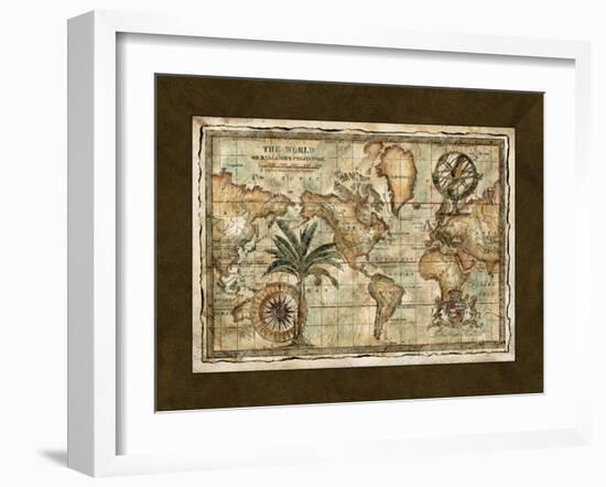 World Map with Globe-null-Framed Art Print