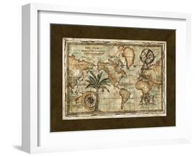 World Map with Globe-null-Framed Art Print