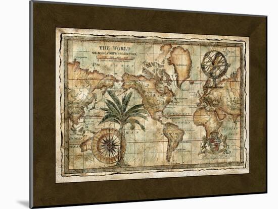 World Map with Globe-null-Mounted Art Print