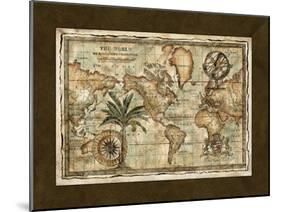 World Map with Globe-null-Mounted Art Print