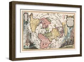 World Map with Magellan's Circumnavigation, 1702-1703-Heinrich Scherer-Framed Giclee Print