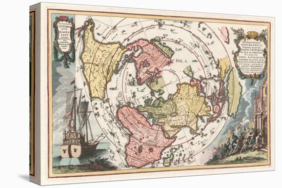World Map with Magellan's Circumnavigation, 1702-1703-Heinrich Scherer-Stretched Canvas
