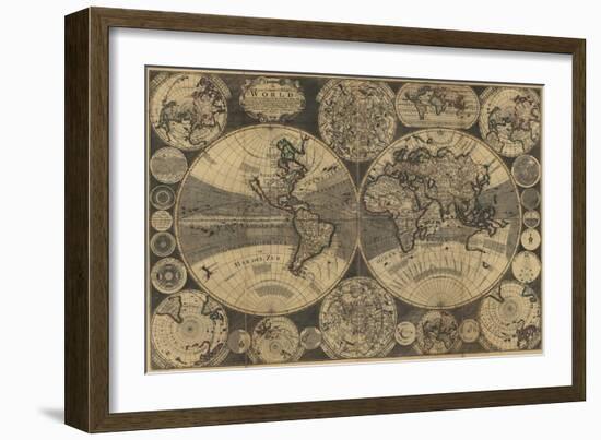 World Map with Planets-W. Godson-Framed Art Print