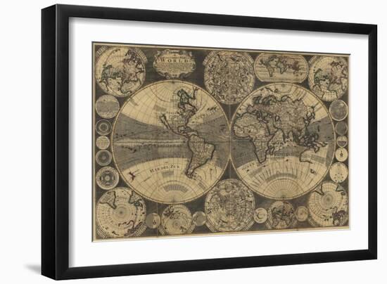 World Map with Planets-W. Godson-Framed Art Print