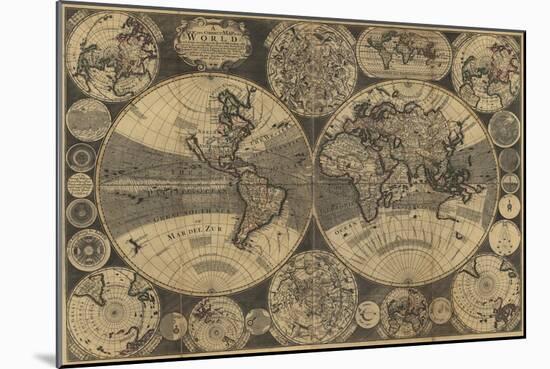 World Map with Planets-W. Godson-Mounted Art Print