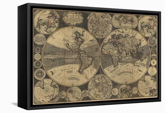World Map with Planets-W. Godson-Framed Stretched Canvas