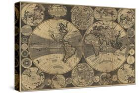 World Map with Planets-W. Godson-Stretched Canvas