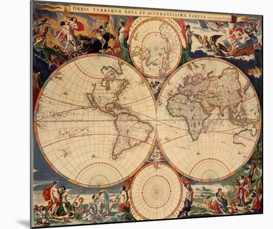 World Map-Nicholas Visscher-Mounted Art Print