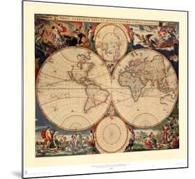 World Map-Nicholas Visscher-Mounted Art Print