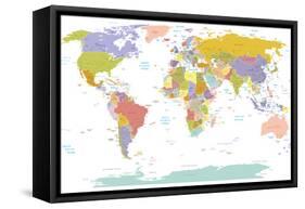 World Map-ekler-Framed Stretched Canvas