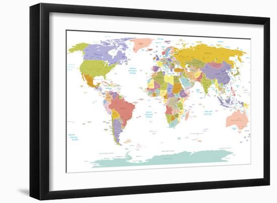 World Map-ekler-Framed Premium Giclee Print