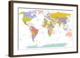 World Map-ekler-Framed Art Print