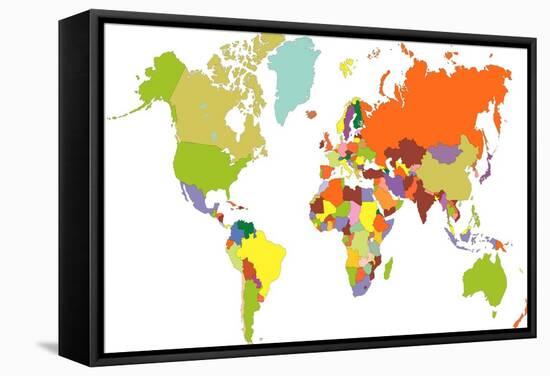 World Map-tony4urban-Framed Stretched Canvas