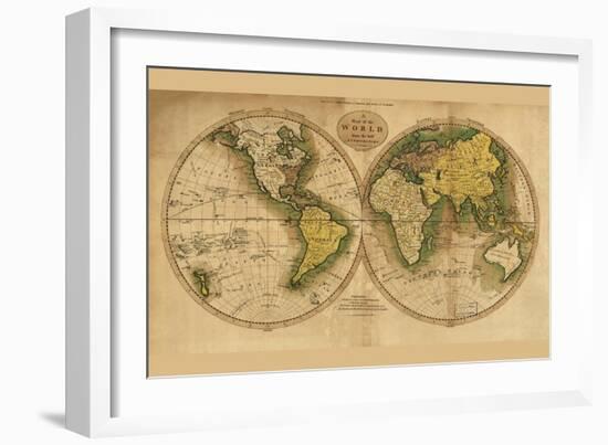 World Map-Mathew Carey-Framed Art Print