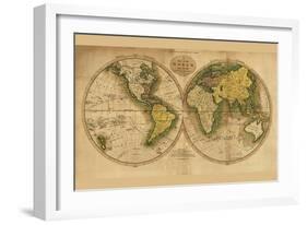 World Map-Mathew Carey-Framed Art Print