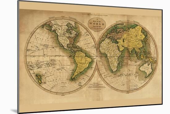 World Map-Mathew Carey-Mounted Art Print