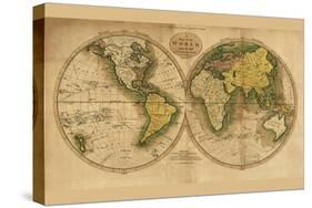 World Map-Mathew Carey-Stretched Canvas